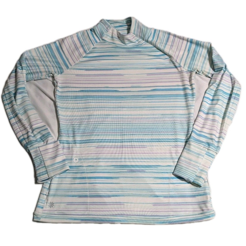 Athleta Womens Medium Striped Half Zip Pullover Long Sleeve Active Top